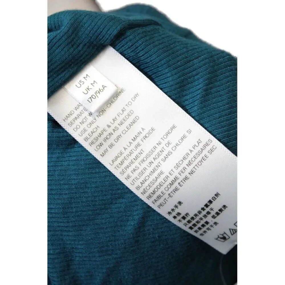 Free People Womens 3/4 Sleeve Cold Shoulder Open Knit Sweater Blue Size Medium